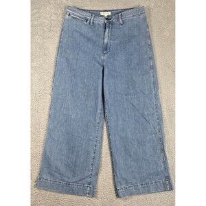 Madewell Emmett Wide-Leg Crop Denim Rosalie Wash Blue Jeans Womens Sz 32